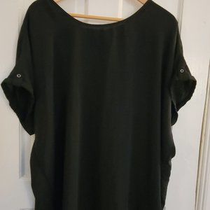 Women's Plus - 2X - Black Capped Sleeve Blouse